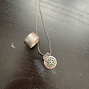 Brighton Silver Filigree Necklace and Ring Set